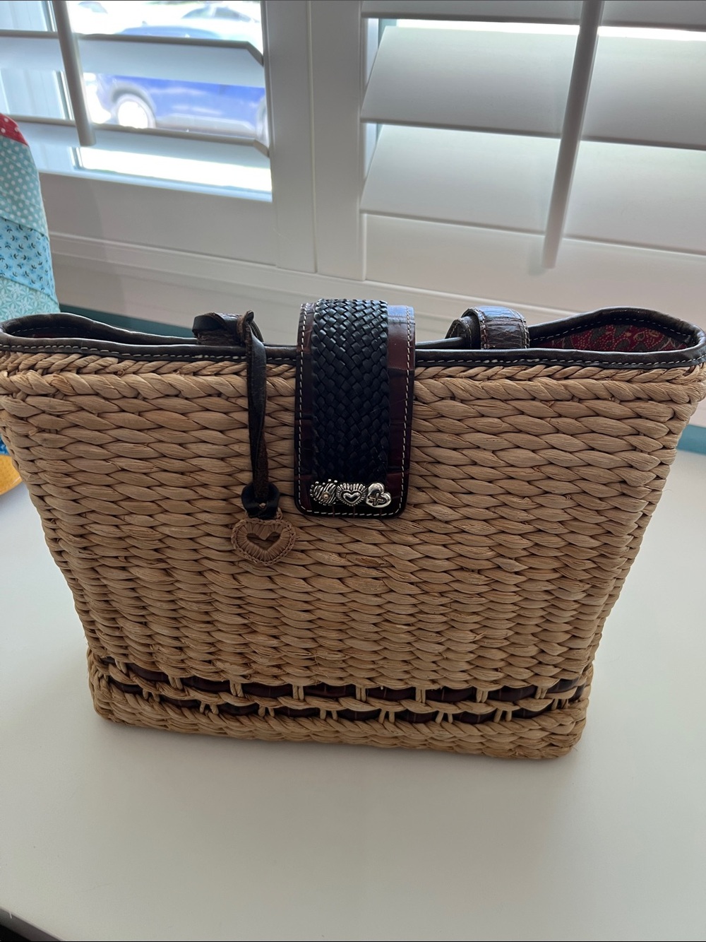 Brighton raffia/ leather tote